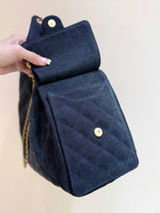 CC 25 HANDBAG 40 IN BLACK DENIM GOLD HARDWARE