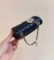 25S CHANEL MINI CF BAG 12 IN BLACK LAMBSKIN HEART MODEL