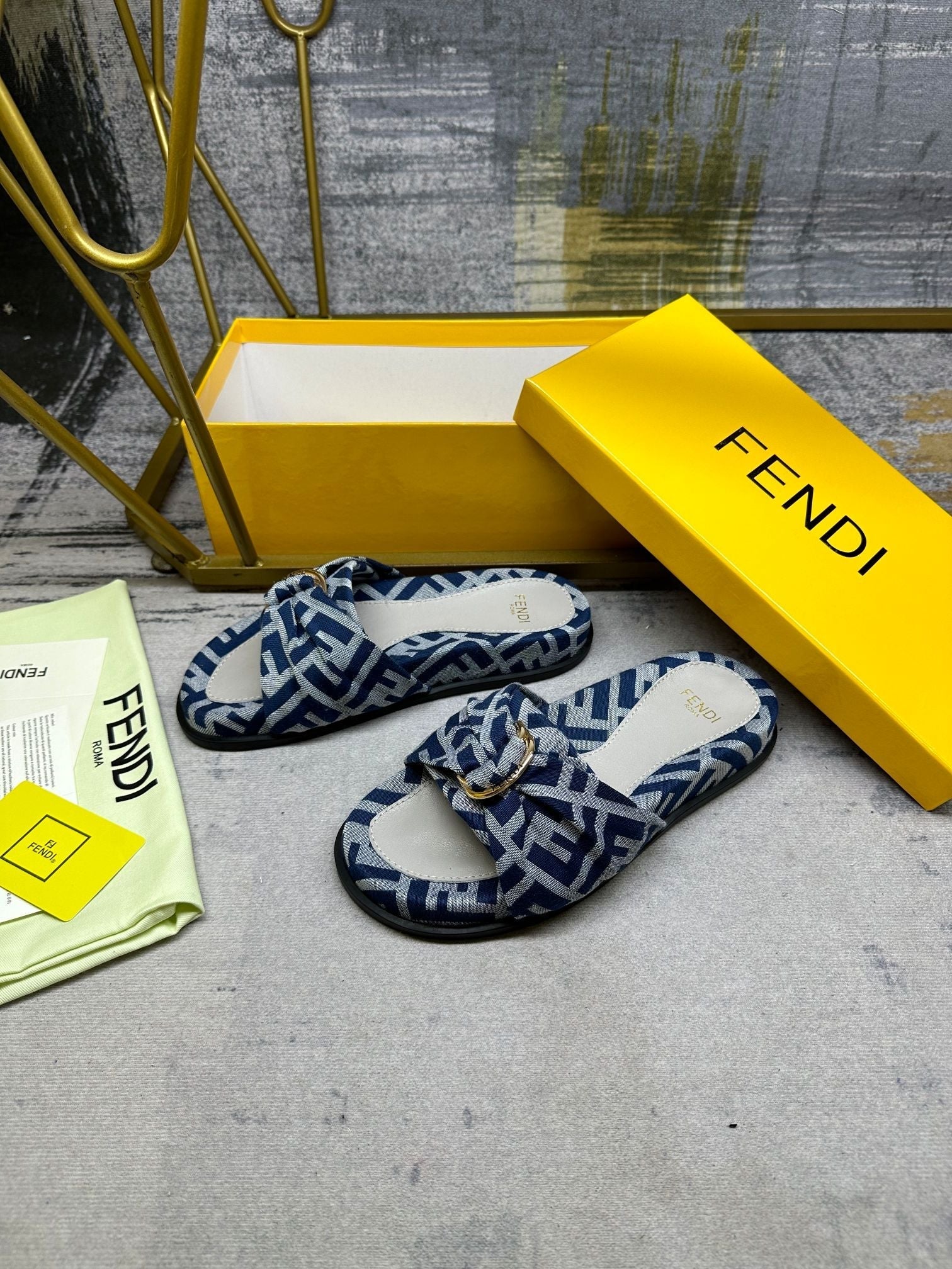 FF Feel 10 Blue Grey FF jacquard Slide