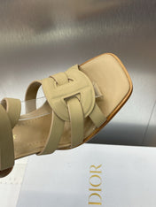 D-CLUB HIGH HEEL SLIDE 25S 80MM IN GOLDEN BEIGE CALFSKIN