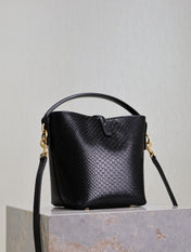 YSL 25S LE 37 20 IN BLACK SNAKE EMBOSSED CALFSKIN GOLD HARDWARE