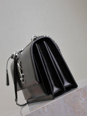 YSL 25S SUNSET BAG 22 IN BLACK CALFSKIN SILVER HARDWARE