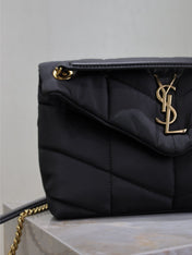 YSL 25S LOULOU PUFFER MEDIUM 29 IN BLACK NYLON