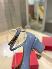 VALENTINO 26S ANKLE STRAP PUMPS 60 MM IN PASTEL BLUE PATENT CALFSKIN