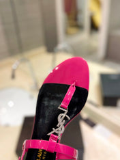 SL CASSANDRA SANDALS DEEP PINK POLISHED CALFSKIN