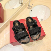 VALENTINO 26S VELCRO SANDALS IN BLACK JACQUARD FABRIC AND LEATHER WITH HARDWARE
