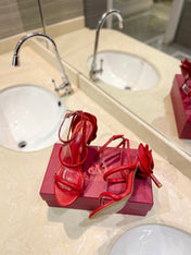 VALENTINO 26S STRAPPY HEEL SANDALS 100 MM IN RED CALFSKIN