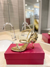HIGH HEEL SANDAL 10 CM IN GOLD CALFSKIN