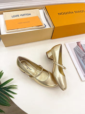 LV WOMEN ROMY HIGH BALLERINA IN GOLDEN METALLIC LAMBSKIN