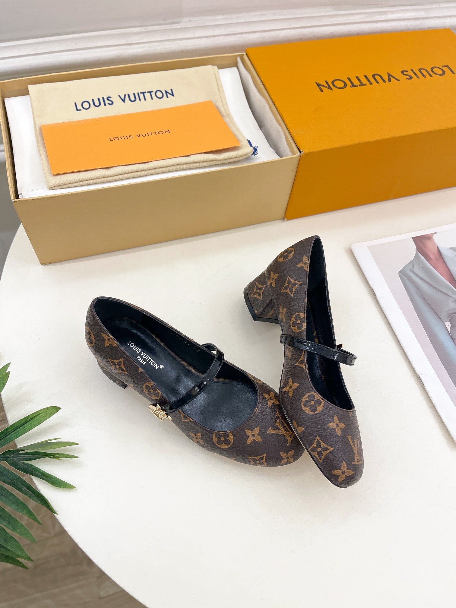 LV WOMEN ROMY HIGH BALLERINA IN CHOCOLATE BROWN MONOGRAM LAMBSKIN