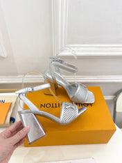LV WOMEN HIGH SANDAL IN SILVER CALFSKIN
