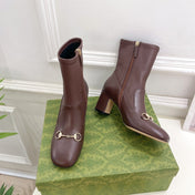 HORSEBIT ANKLE BOOTS 6.5CM IN WALNUT BROWN SHEEPSKIN