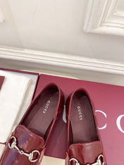 GUCCI 26S LOAFERS MM IN DARK RED CALFSKIN WITH SILVER HARDWARE