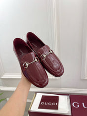 GUCCI 26S LOAFERS MM IN DARK RED CALFSKIN WITH SILVER HARDWARE