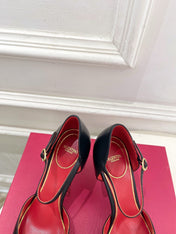 VALENTINO 26S ANKLE-STRA PUMPS 85 MM BLACK CALFSKIN