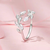 Simple Leaf Adjustable Ring Lucky Leaves Statement
