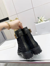 BALMAIN 26S BOOTS IN BLACK CALFSKIN AND SUEDE