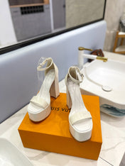 LV 26S HIGH HEEL SANDALS 145 MM IN CREAM WHITE CALFSKIN