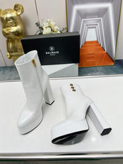 BALMAIN 26S BOOTS 135 MM IN WHITE CALFSKIN