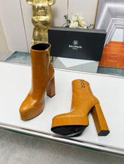 BALMAIN 26S BOOTS 135 MM IN BROWN CALFSKIN
