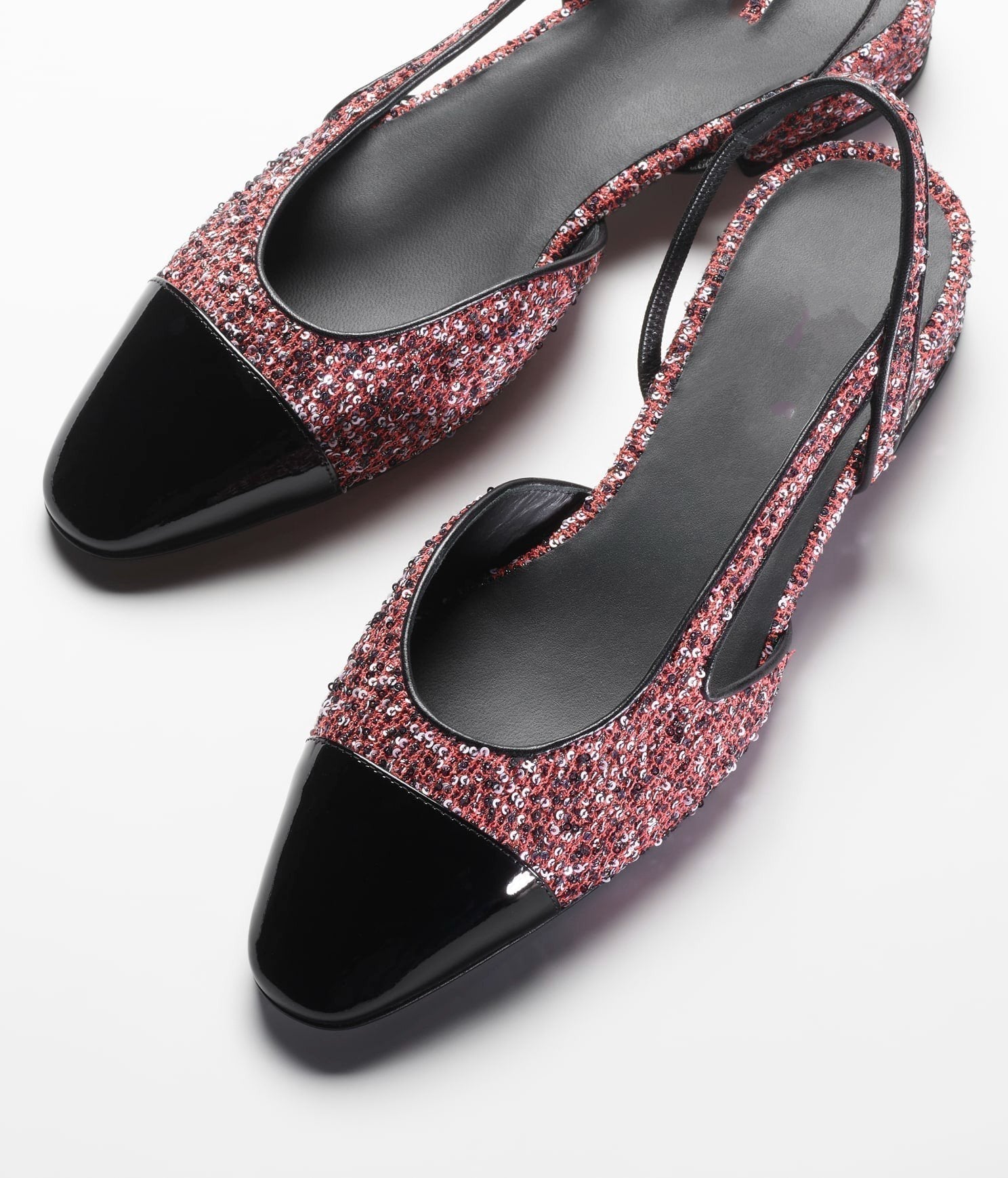 TWEED SLINGBACKS PINK WHITE SILVER BLACK