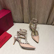 ROCKSTUD CAGED PUMP 65MM IN PEACHY MIX LIGHT PINK PATENT CALFSKIN