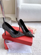 High-heels Pump Crystals 10cm Black With Crystals