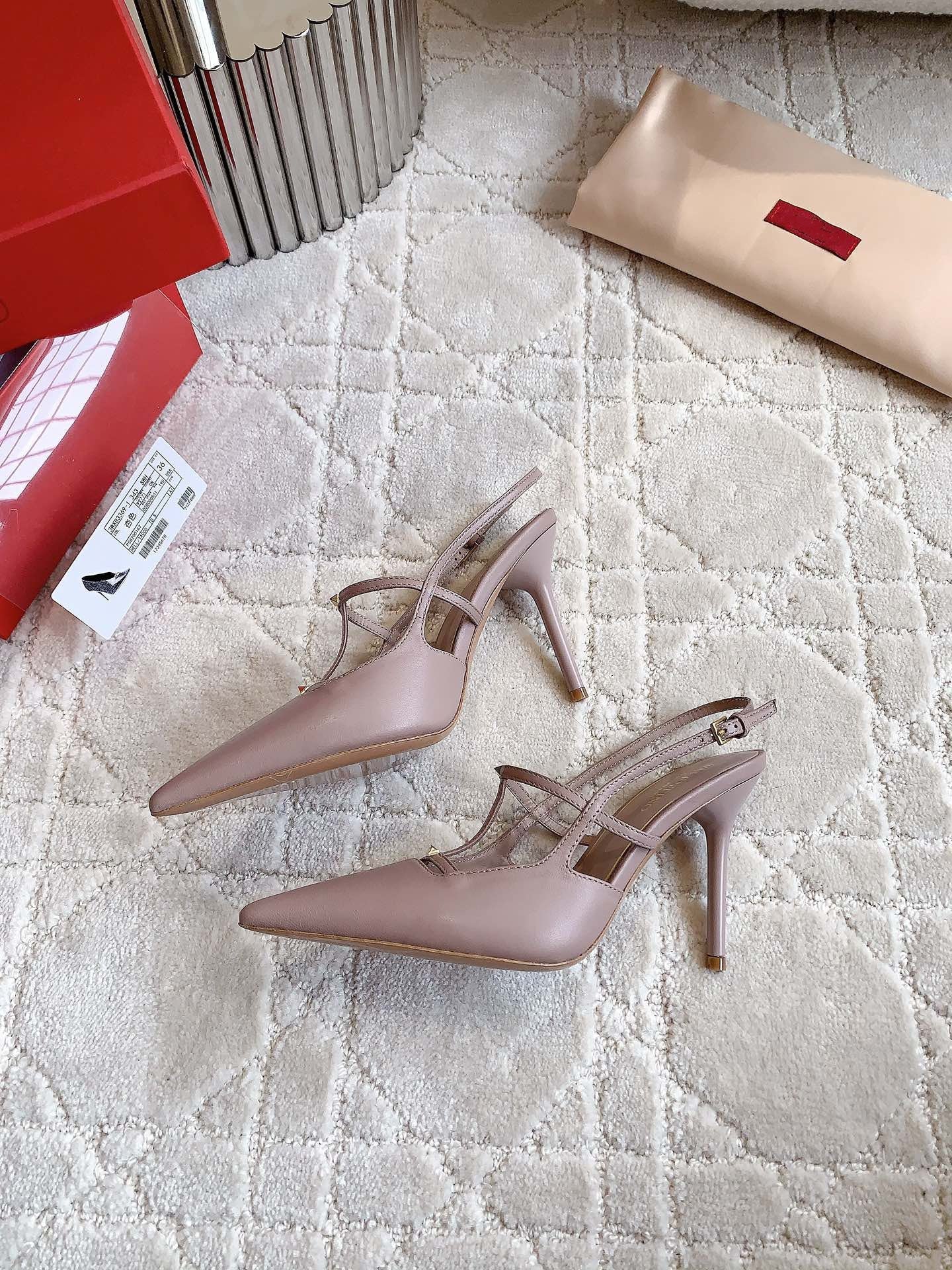 2 Rockstud Slingback 90mm Matte Rose Cannelle