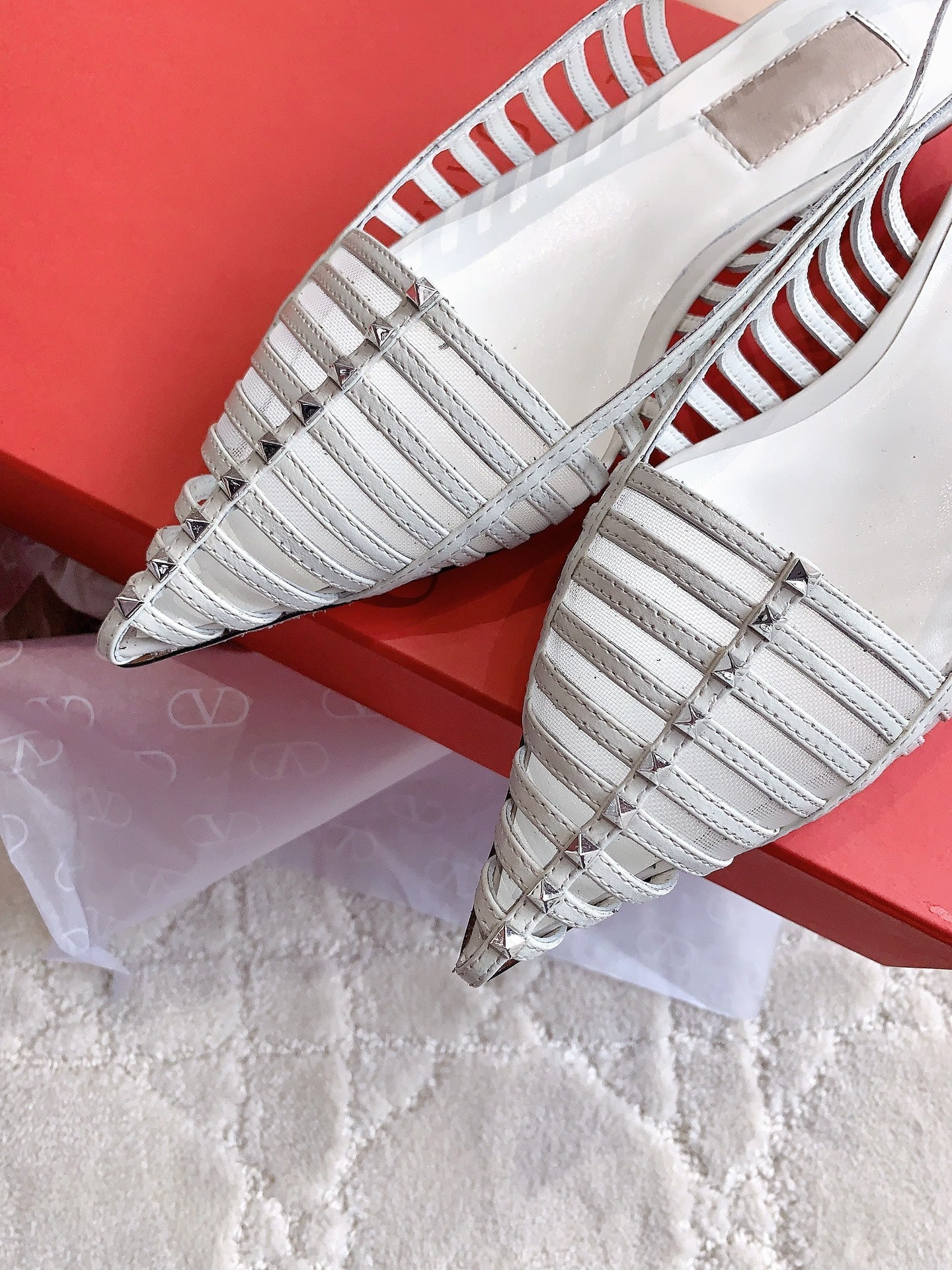 Mesh Slingback Ballerina White